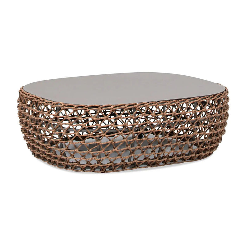 Willow - Oval Woven Patio Coffee Table, Wicker Frame by Unique Piece Furniture