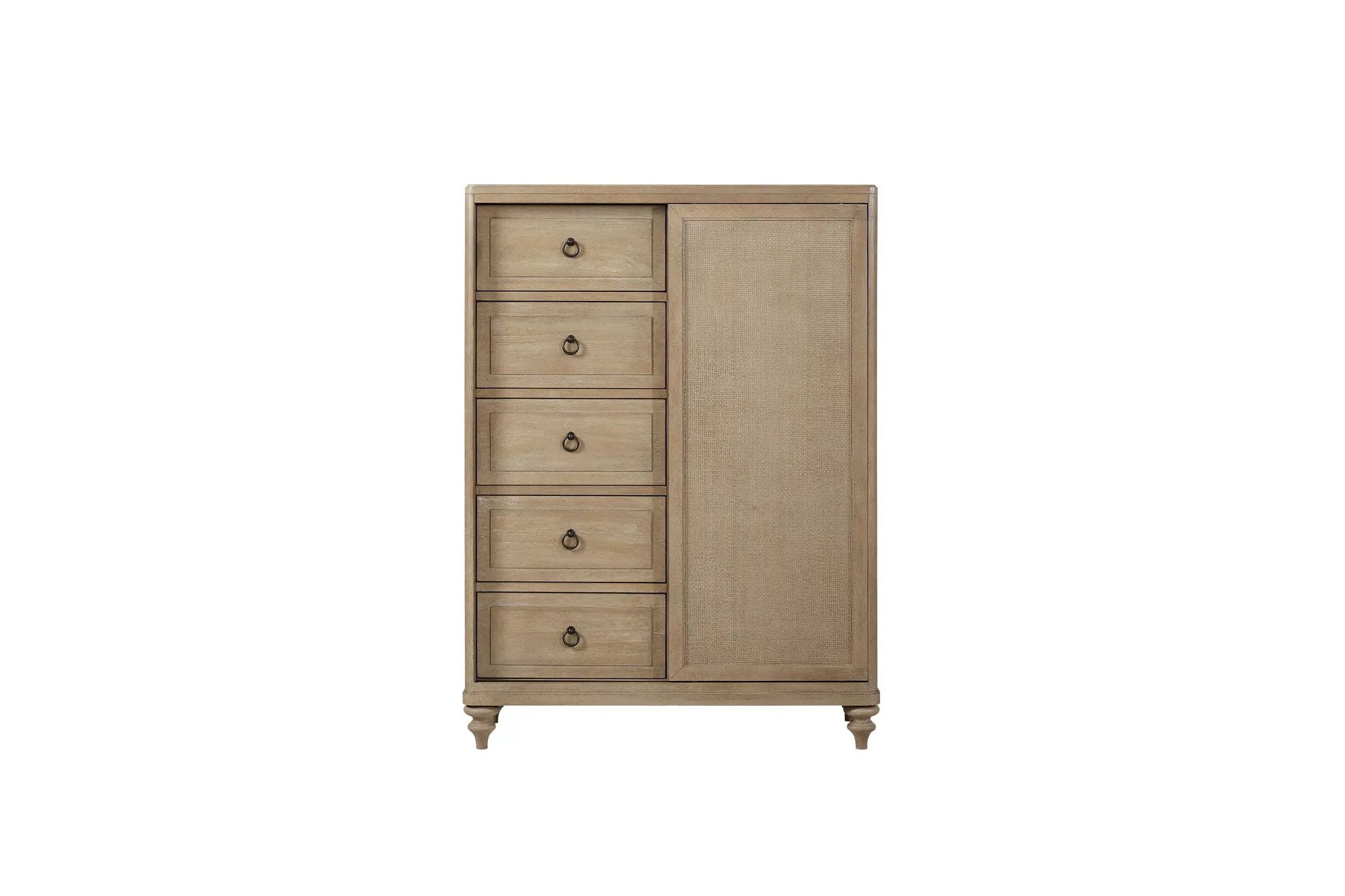 Queen Canopy Bedroom Set With A 2 Drawer Nightstand A Dresser With Poster Mirror And A Door Chest - Sand by HouseOfZazla