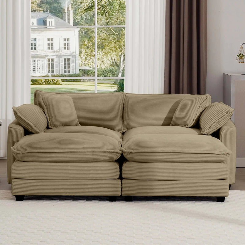 Modern Oversized Modular Cushion Sofa With Ottoman, Low Back, Deep Seating Sofa Set by Unique Piece Furniture