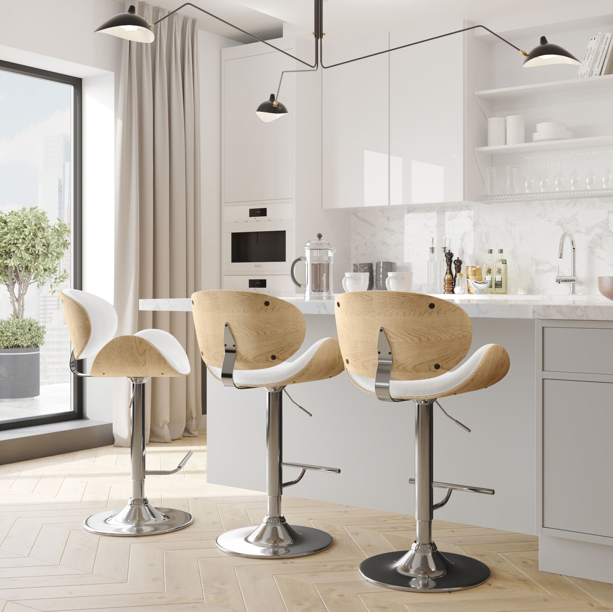 Marana - Handcrafted Bentwood Adjustable Swivel Bar Stool by HouseOfZazla