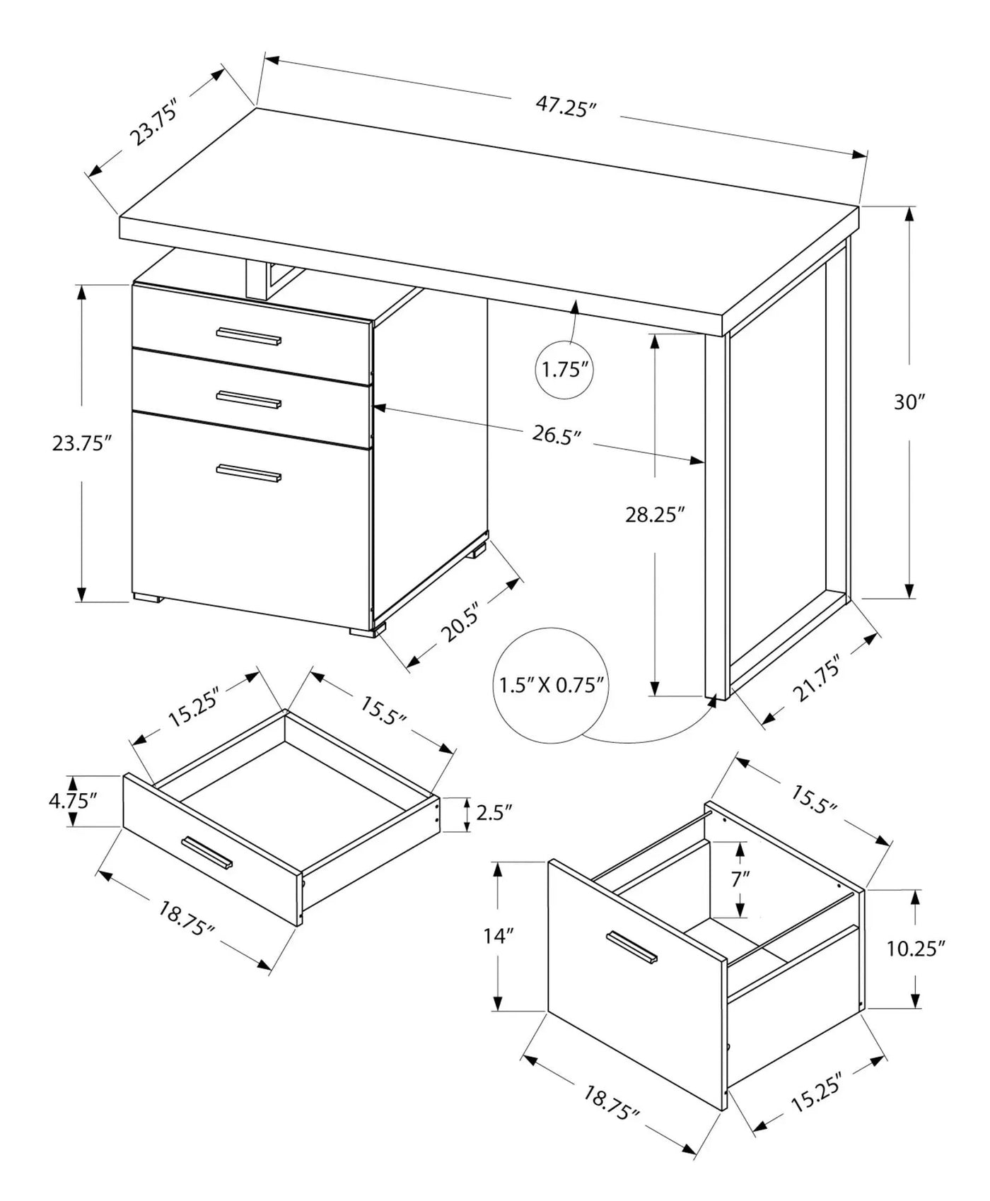 Computer Desk For Home Office, Left or Right Setup with Storage Drawers by HouseOfZazla