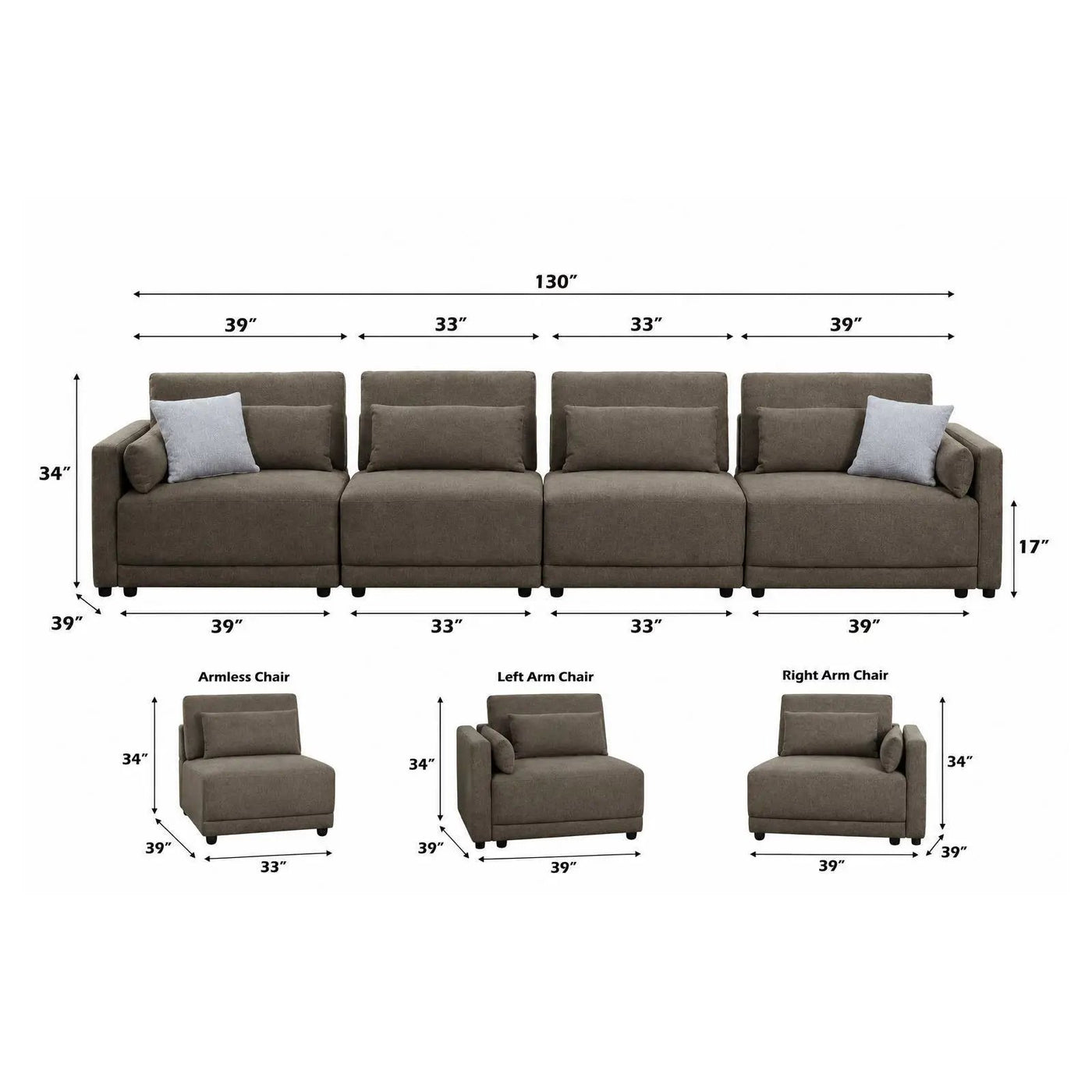 Rylie - Modular Sectional Sofa With Toss Pillows by Unique Piece Furniture