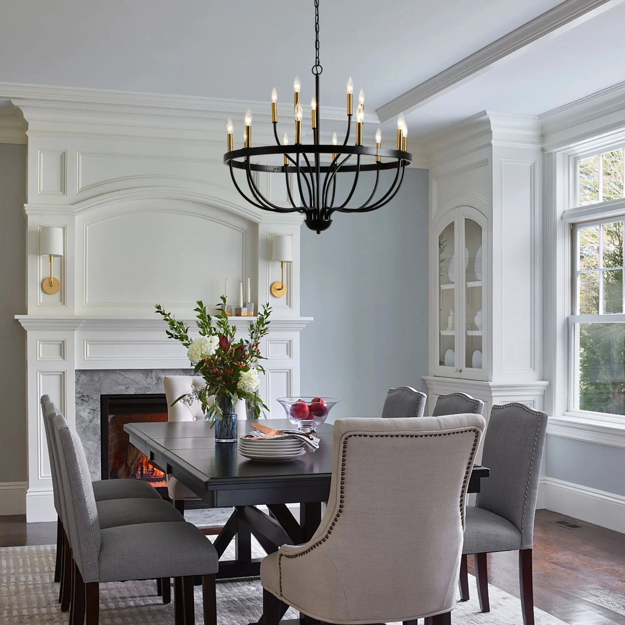15-Light Industrial Iron Candle Chandelier Modern Farmhouse Pendant Light by HouseOfZazla