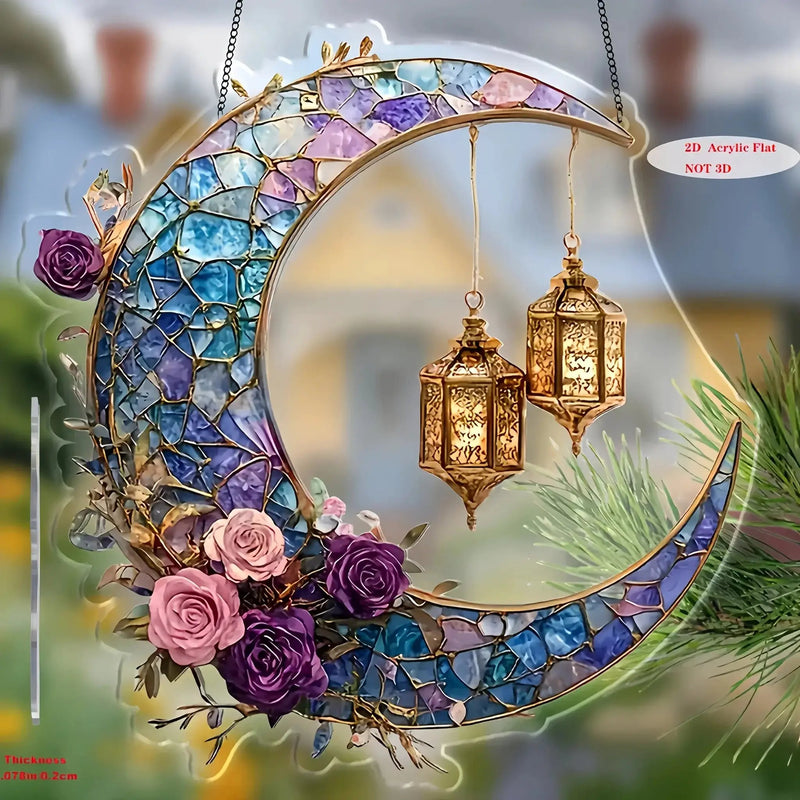 Acrylic Sun Catcher - Double-Sided Crescent Moon by House Of Avana