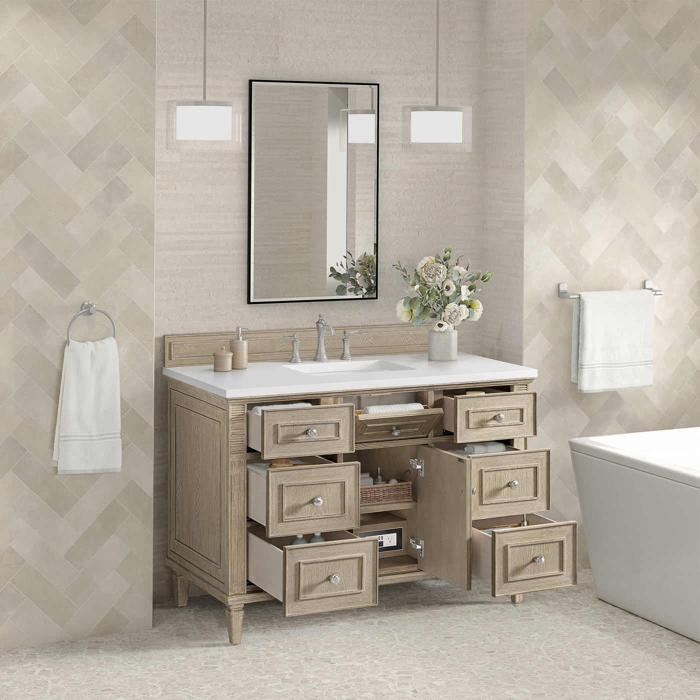 James Martin Lorelai 48" Single Bathroom Vanity, Whitewashed Oak, view 39