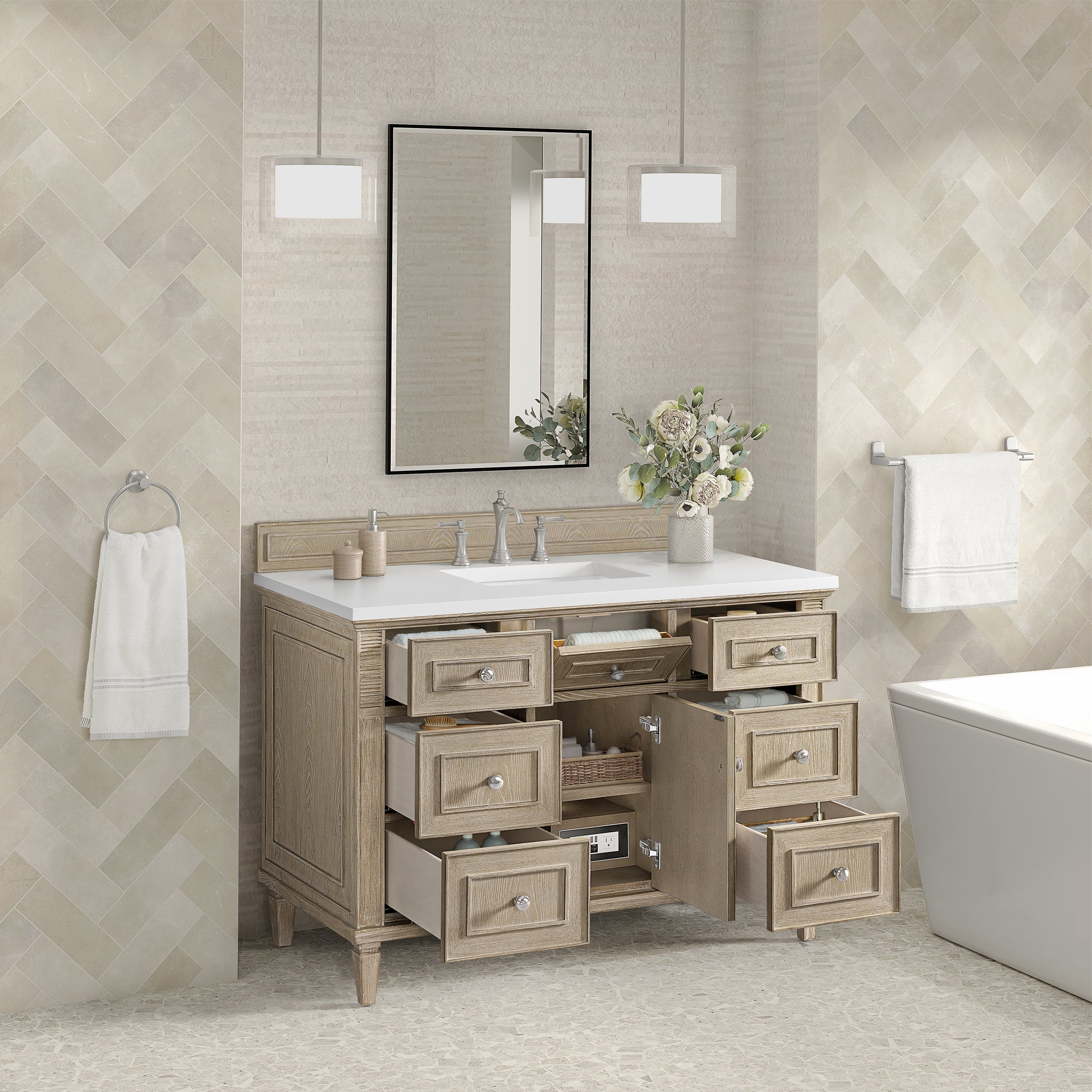 James Martin Lorelai 48" Single Bathroom Vanity, Whitewashed Oak, view 39