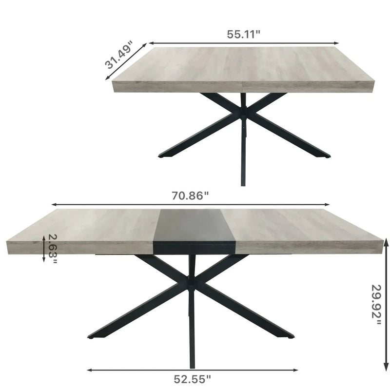 Retro Rectangular Stretch Dining Table With Embossed Center Plate by HouseOfZazla