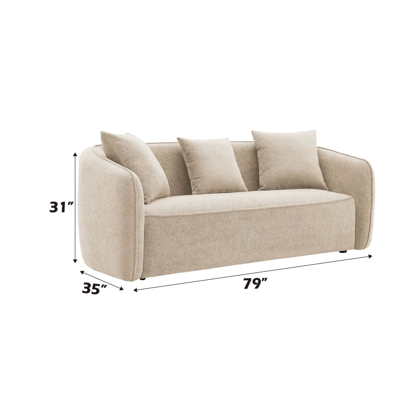 Keith - Sofa With 3 Matching Color Toss Pillows by Unique Piece Furniture