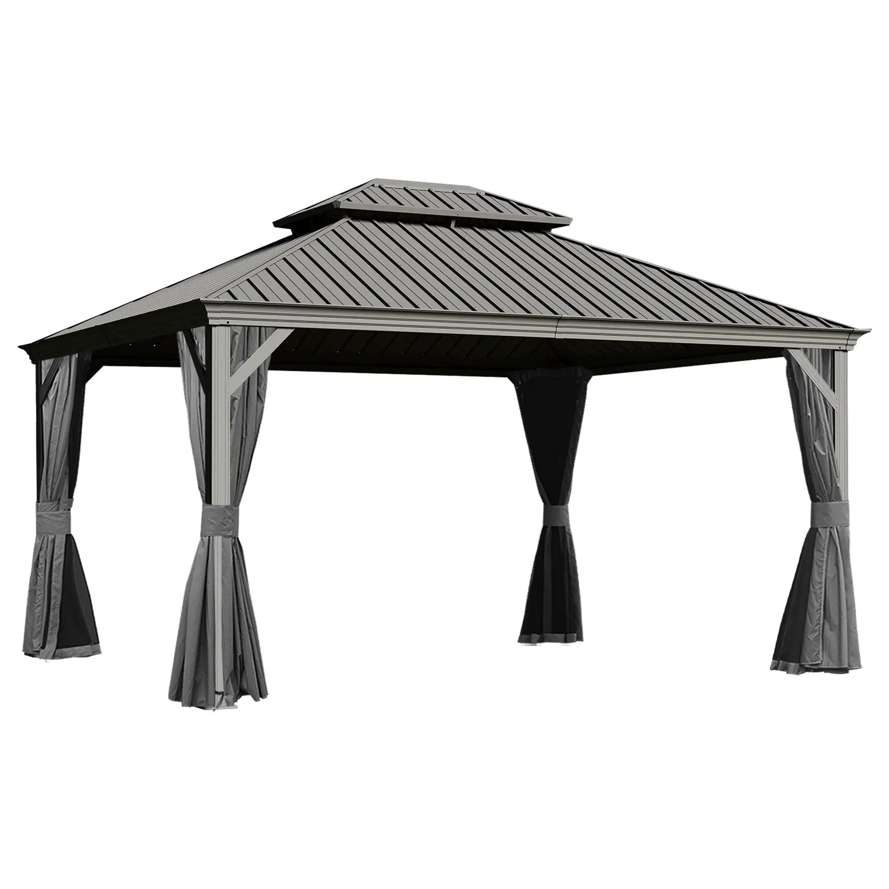 13x15FT Outdoor Hardtop Gazebo with Galvanized Steel Double Roof by HouseOfZazla