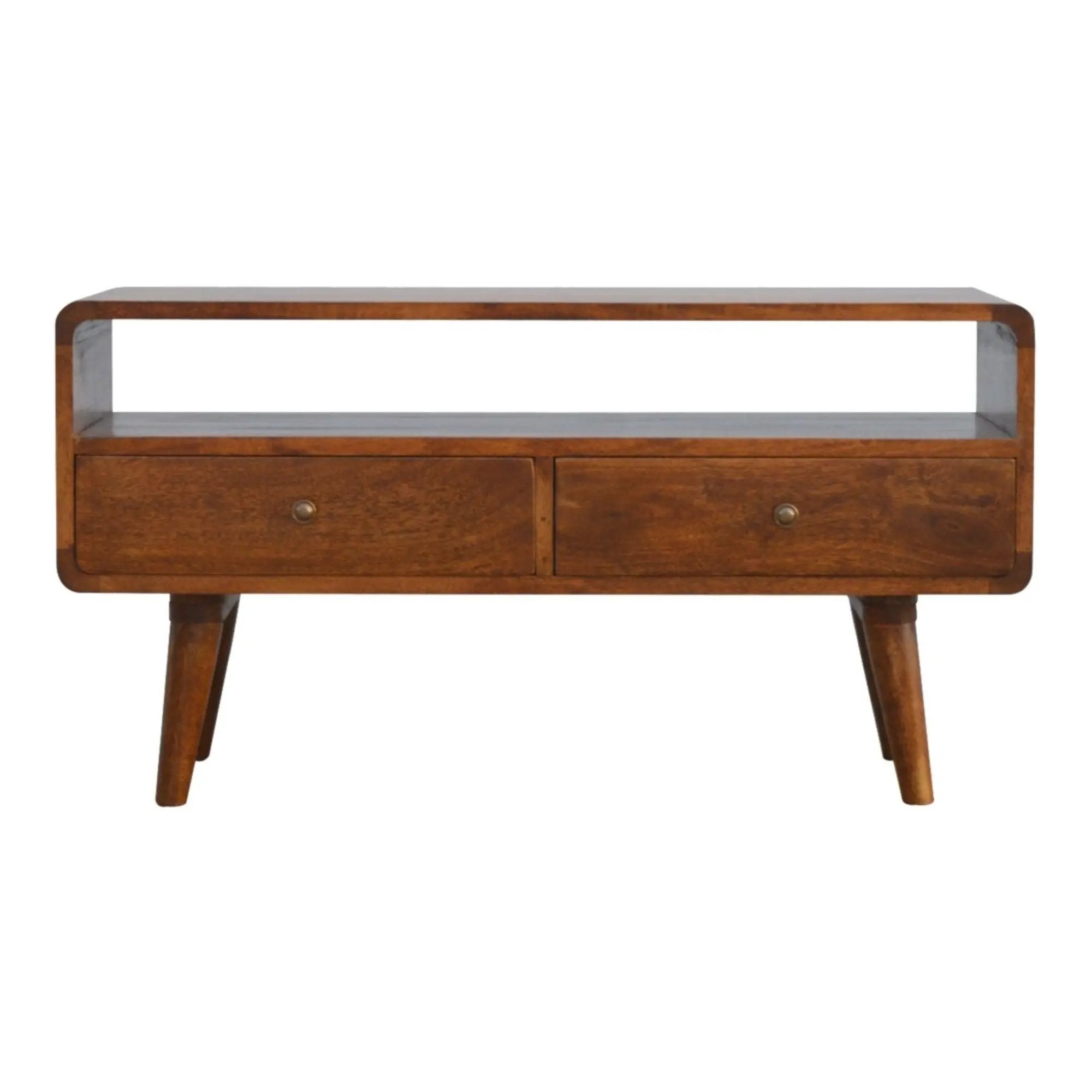 Solid Wood Curved Media Unit by Unique Piece Furniture