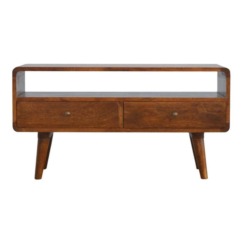 Solid Wood Curved Media Unit by HouseOfZazla