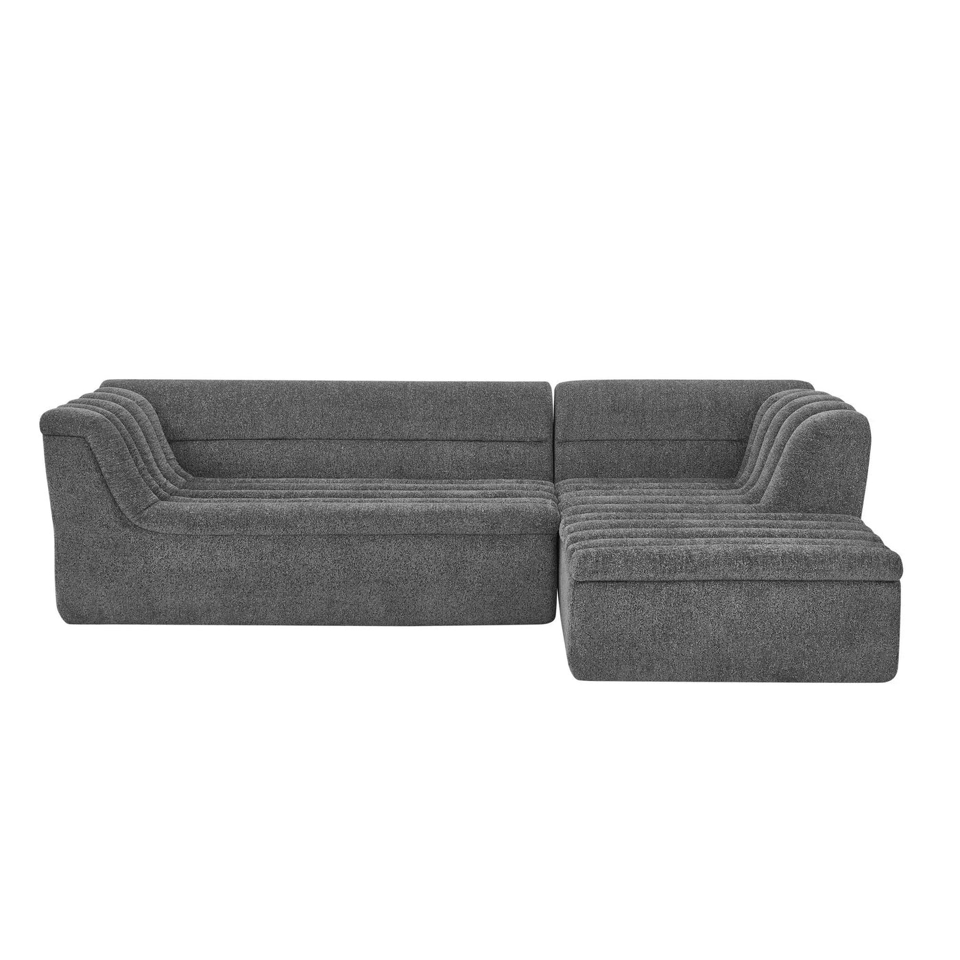 Upholstered L-Shaped Modular Sectional Sofa With Chaise, Wave-Shaped Armrest by Unique Piece Furniture