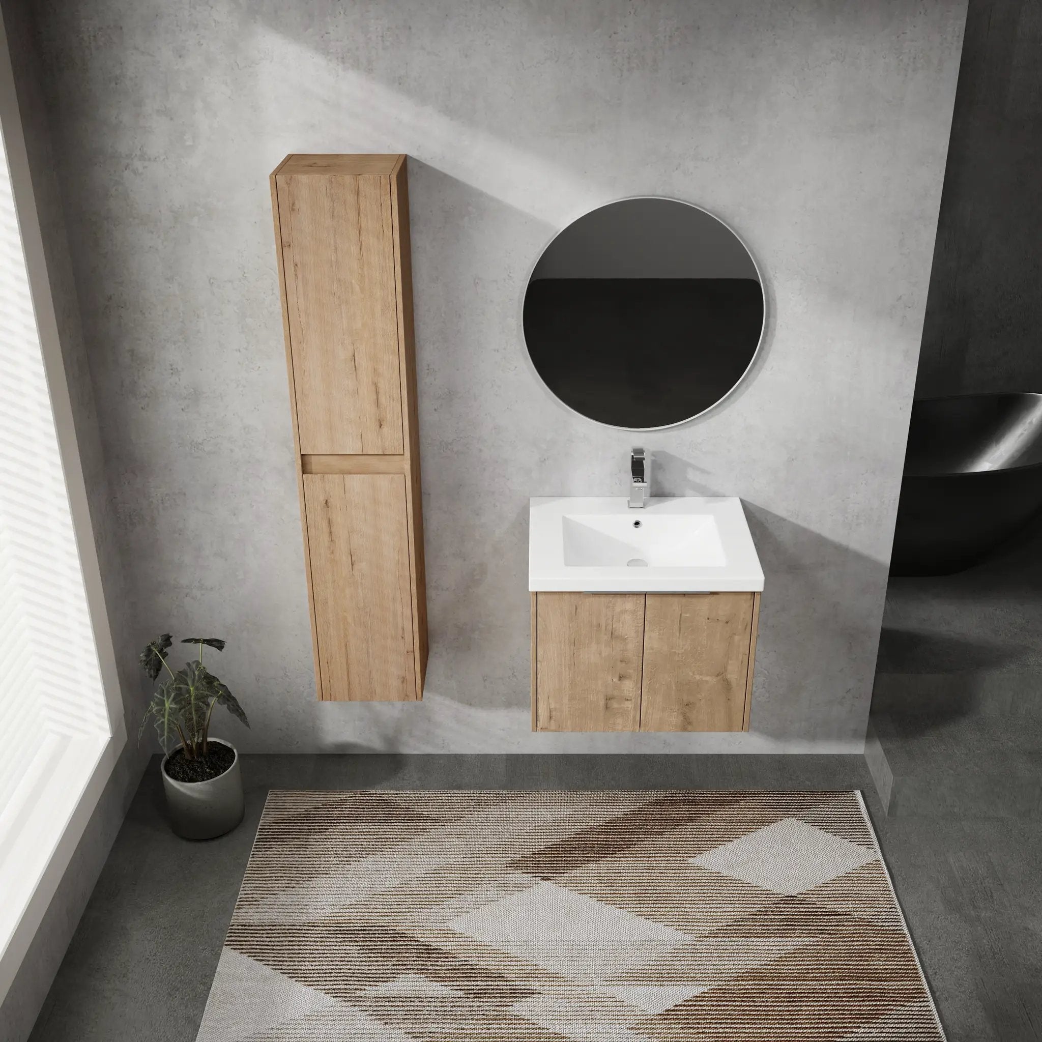 24" Wall-Mounted Bathroom Vanity With Sink and Side Cabinet by HouseOfZazla