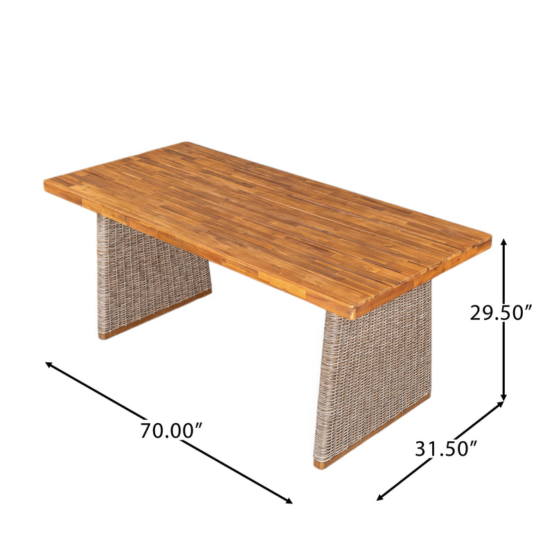 Outdoor Acacia Wood Dining Table, Teak Finish by HouseOfZazla