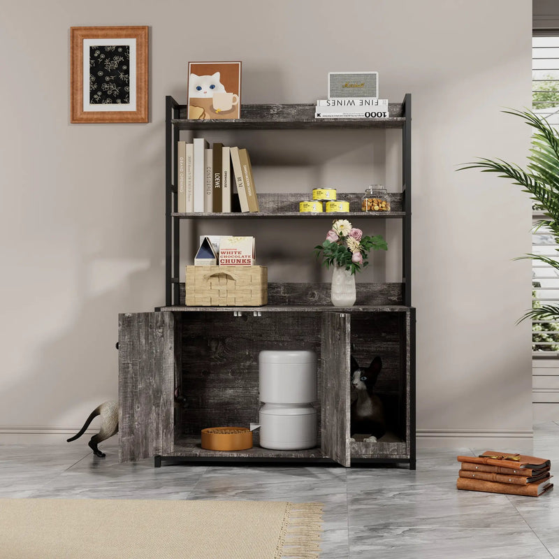 Large Cat Litter Box Enclosure With Shelf Storage by HouseOfZazla