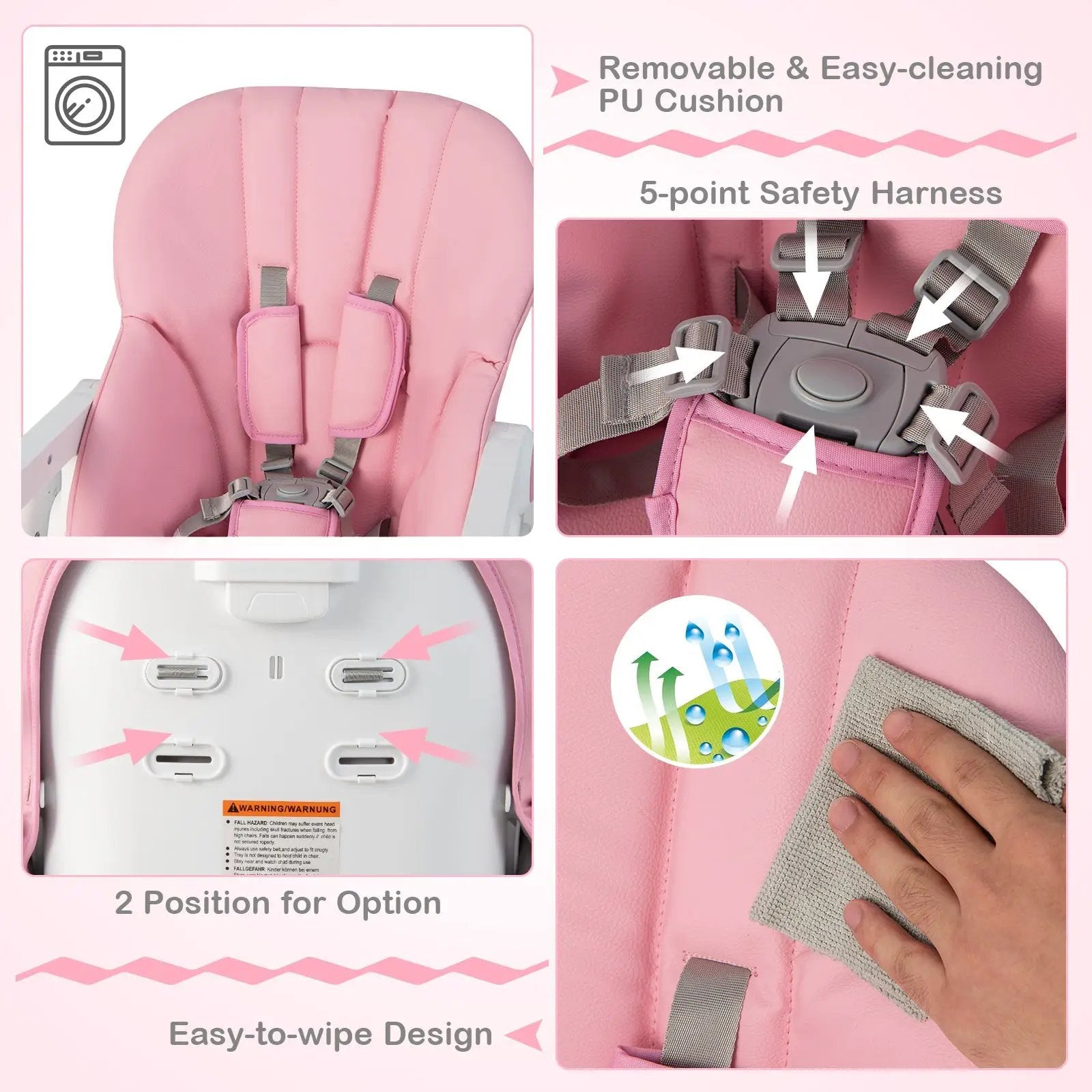 Convertible Infant Dining Chair with 5 Backrest and 3 Footrest Positions by DirectDeals