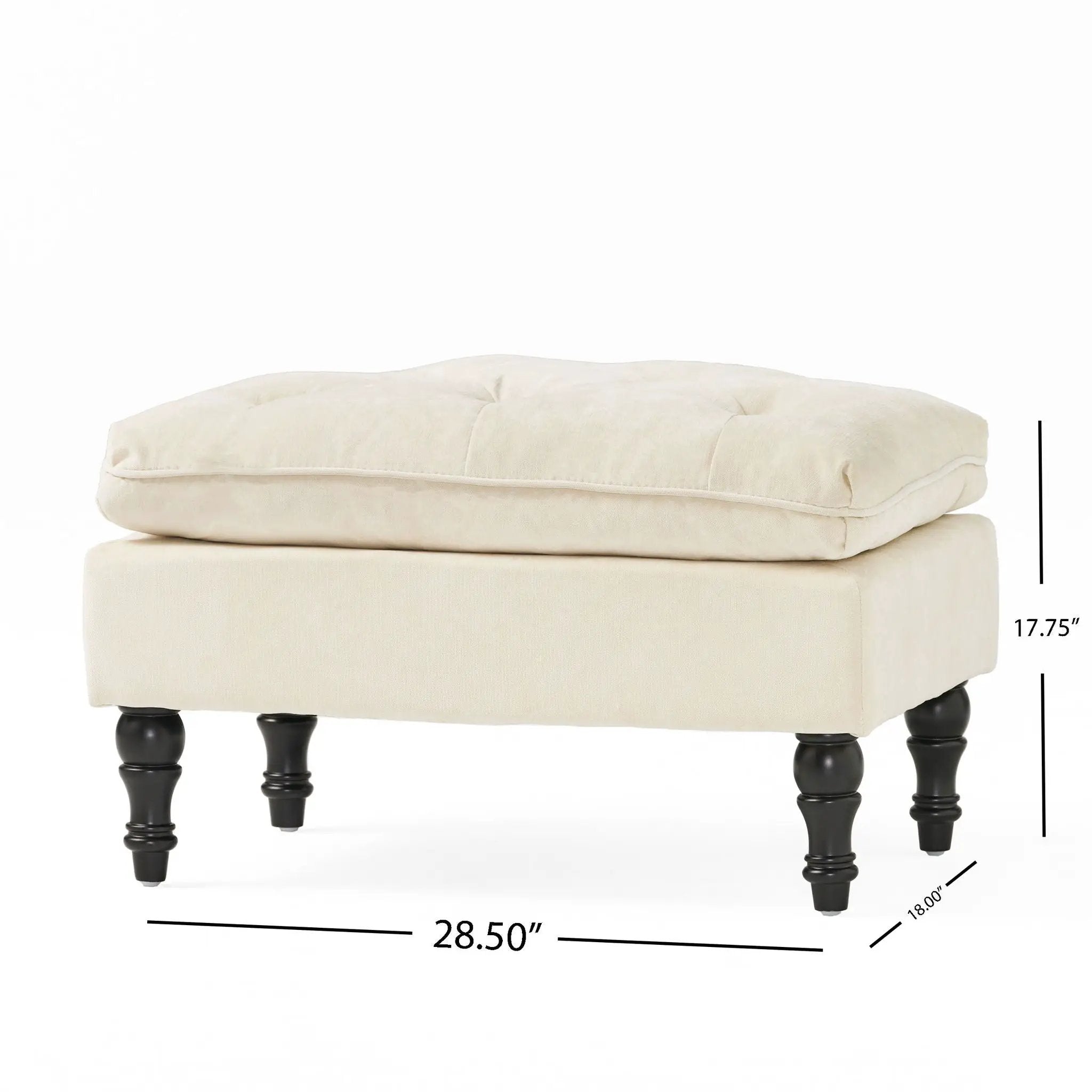 Lofton Pillow Top Ottoman With Button Tufting - Cream by HouseOfZazla