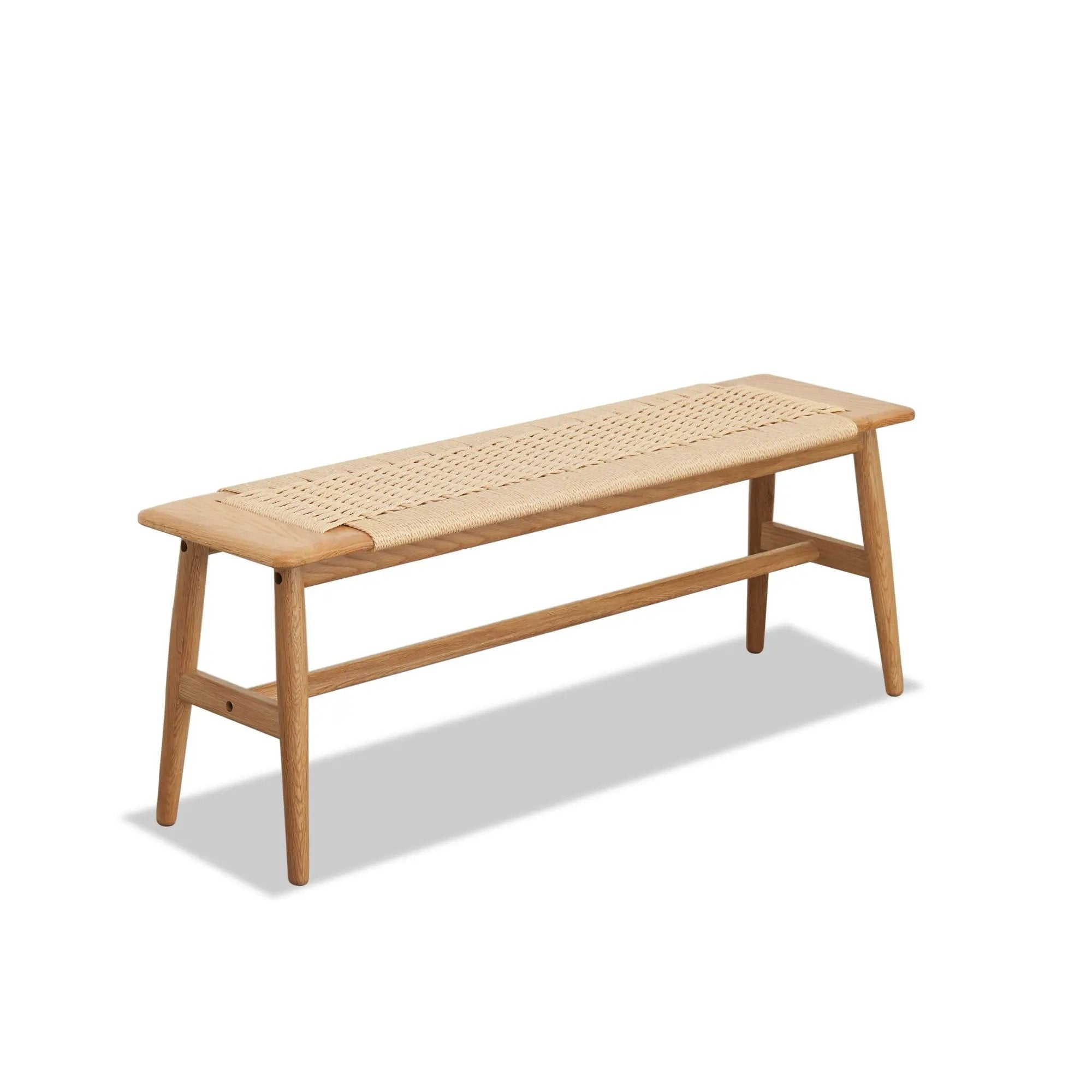 Woven Design Dining Bench For Dining Room, Bedroom - Natural Oak by Unique Piece Furniture