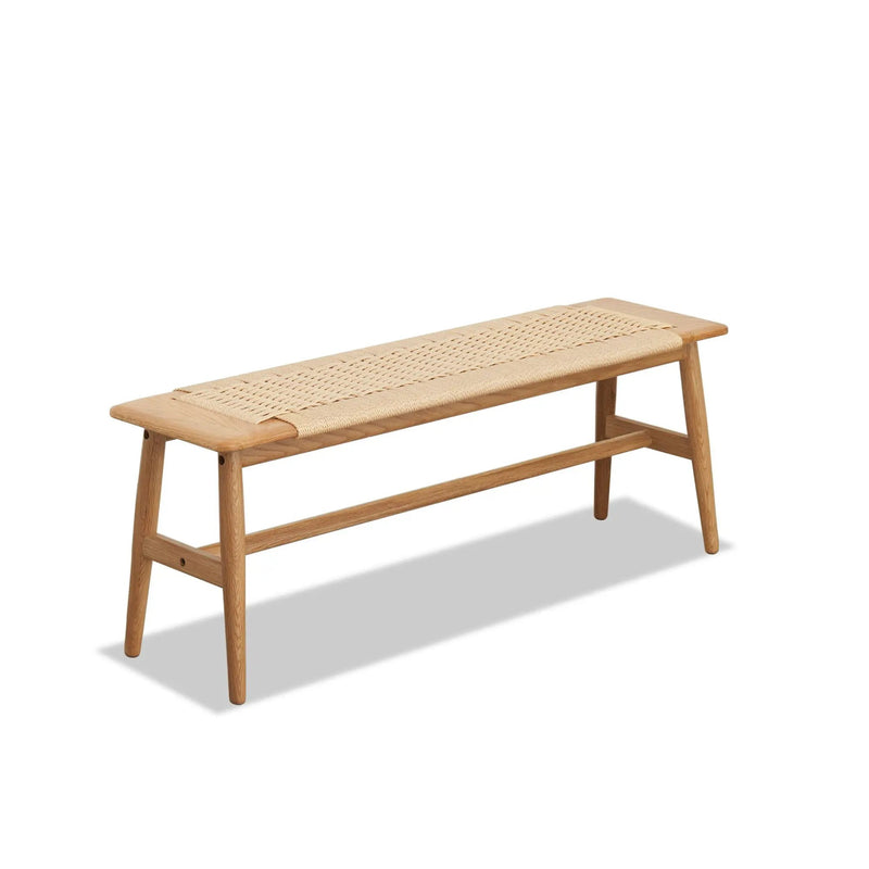 Woven Design Dining Bench For Dining Room, Bedroom - Natural Oak by Unique Piece Furniture