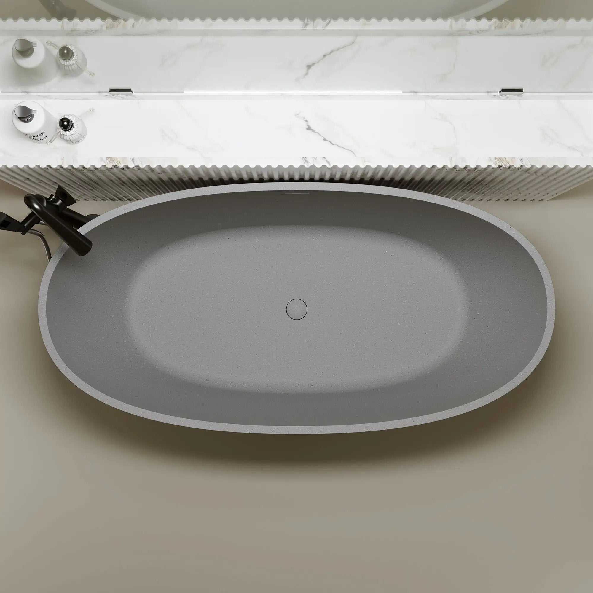 63" Freestanding Bathtub Resin Stone Soaking Bathtub by HouseOfZazla