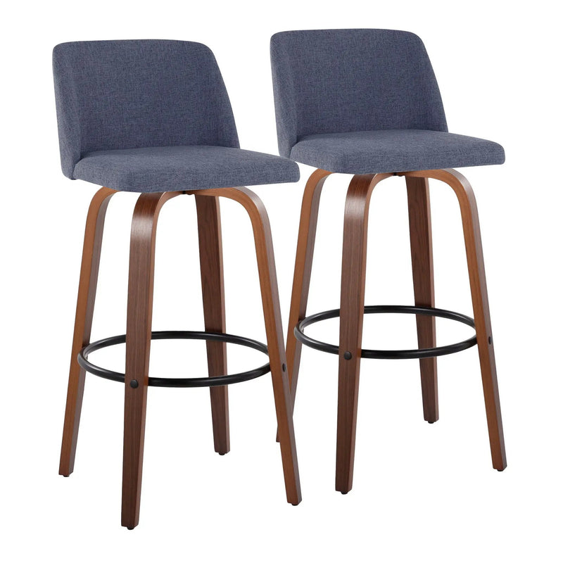 Toriano - Mid Century Modern Fixed Height Barstool Swivel And Round Footrest (Set of 2) by Unique Piece Furniture