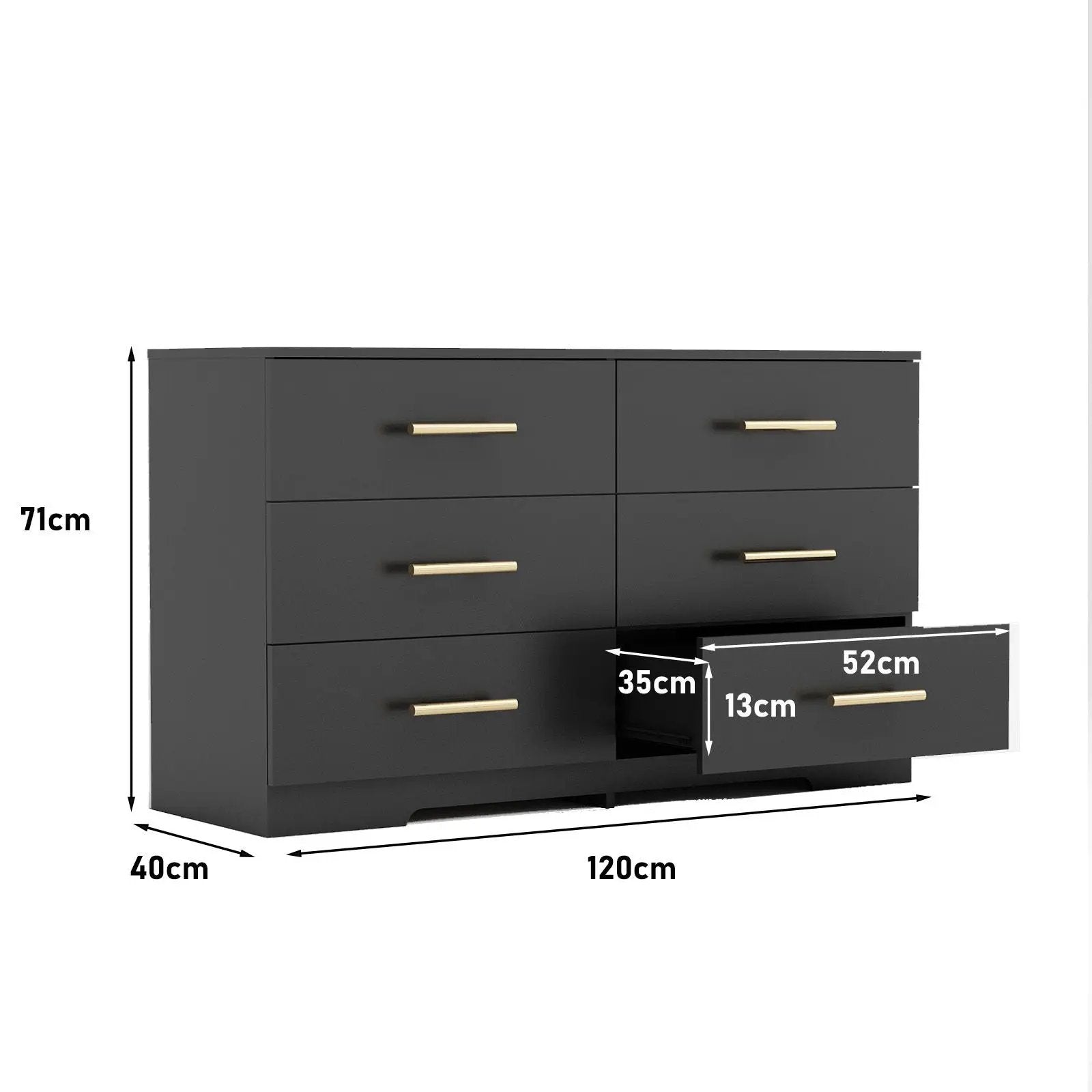 Large 6 Drawers Chest Of Drawer Dressers Table With Handle by HouseOfZazla