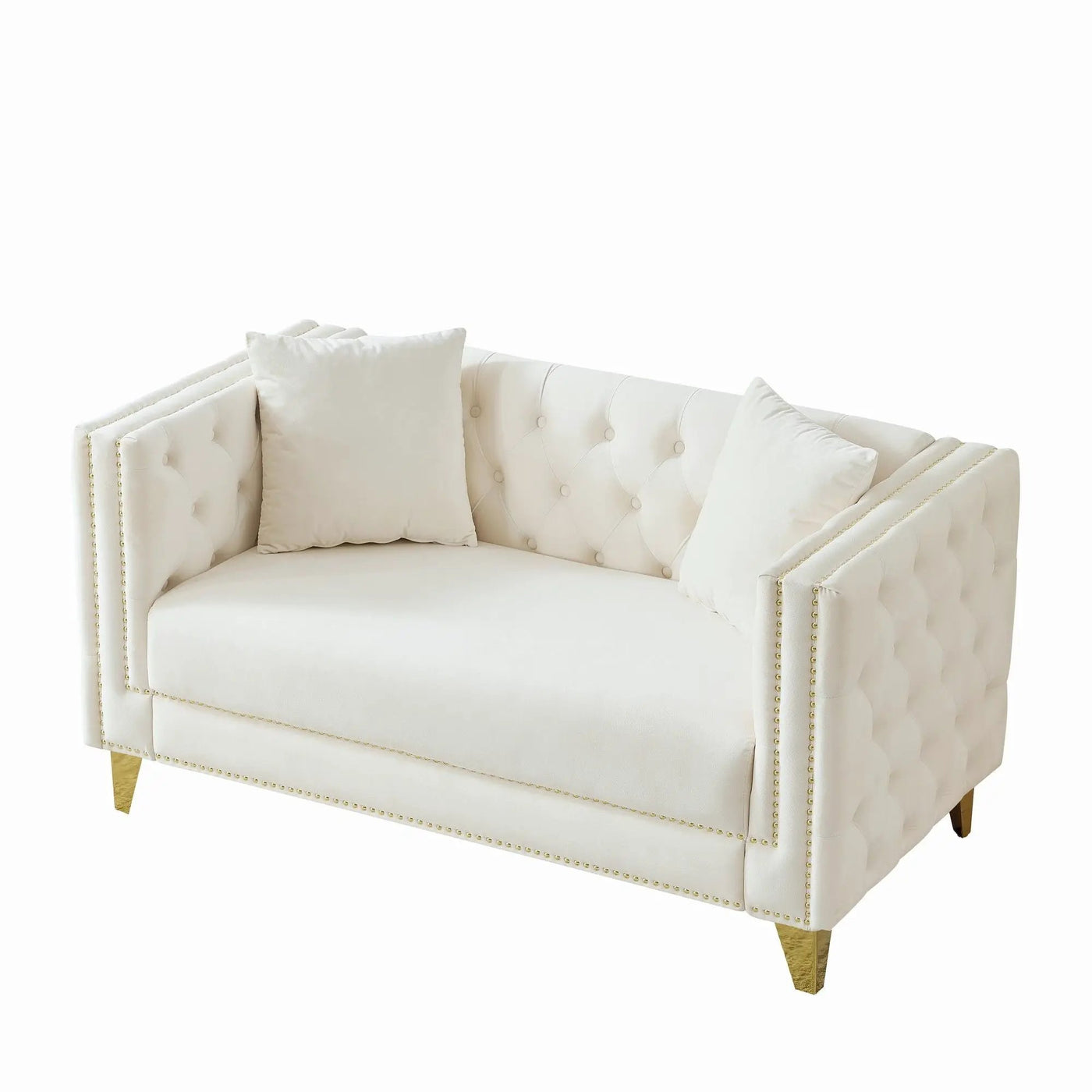 2 Seater Deep Seat Sofa With Button Nailhead, Square Arm by Unique Piece Furniture