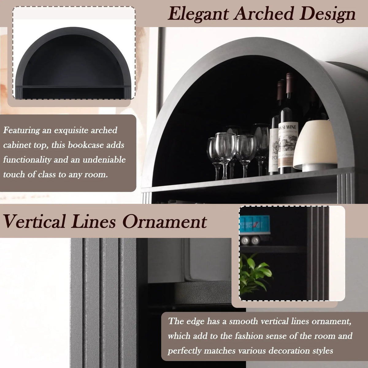 Arched Bookshelf with Storage Cabinet by HouseOfZazla