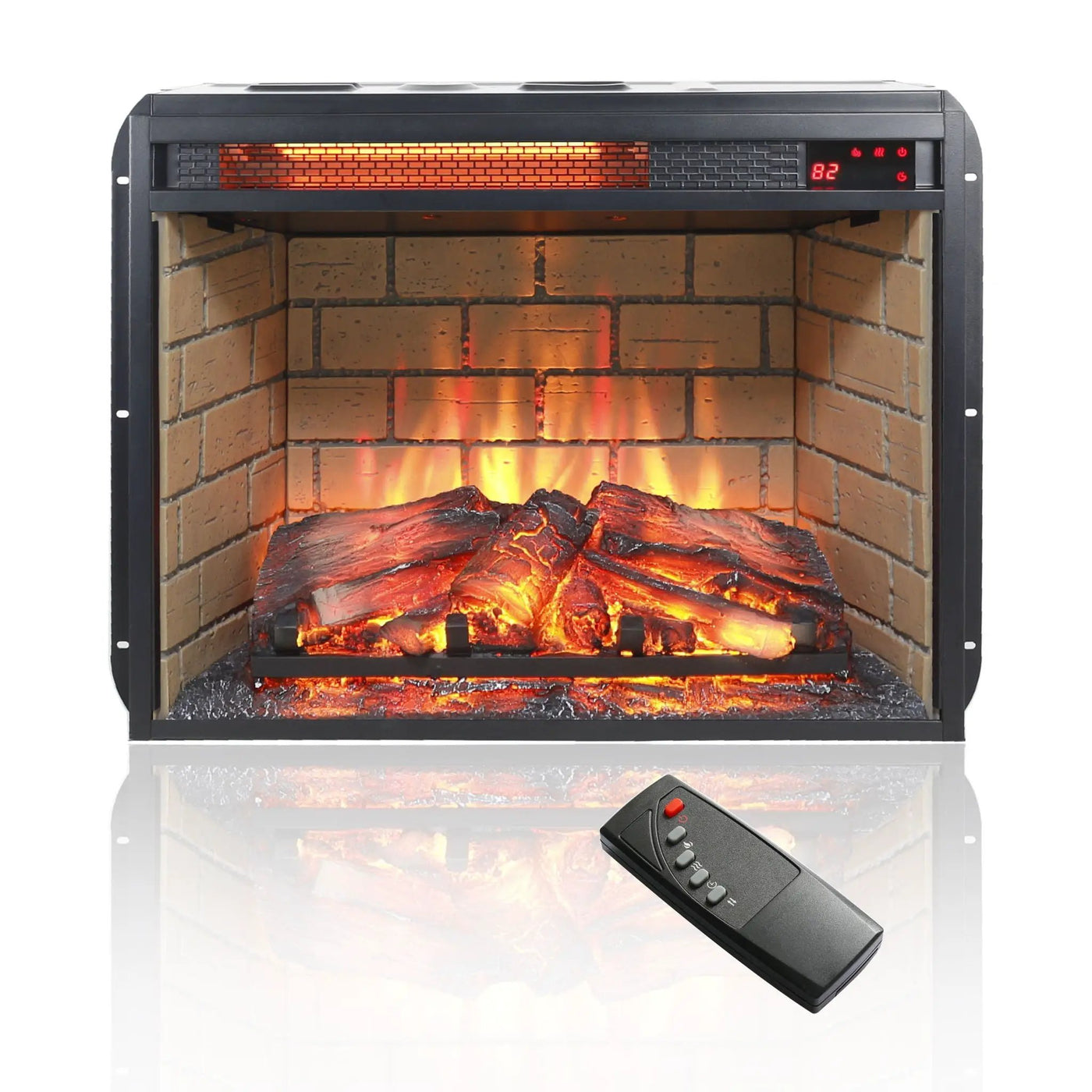 Infrared Quartz Heater Fireplace Insert -Woodlog Version With Brick by HouseOfZazla