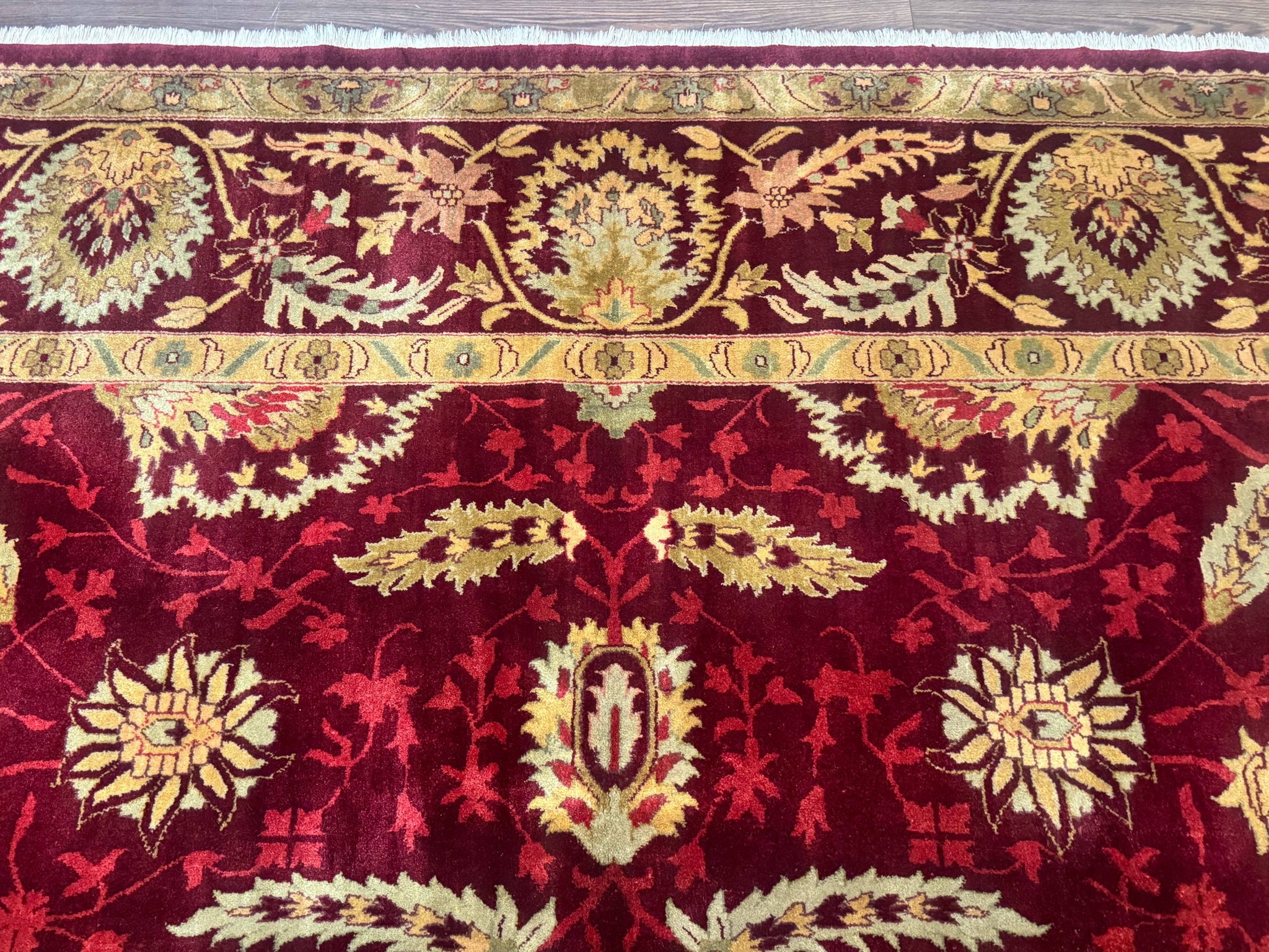 Indo Mahal Rug 9x12, Allover Pattern, Dark Red, Traditional Wool Area Rug by Jewel Rugs