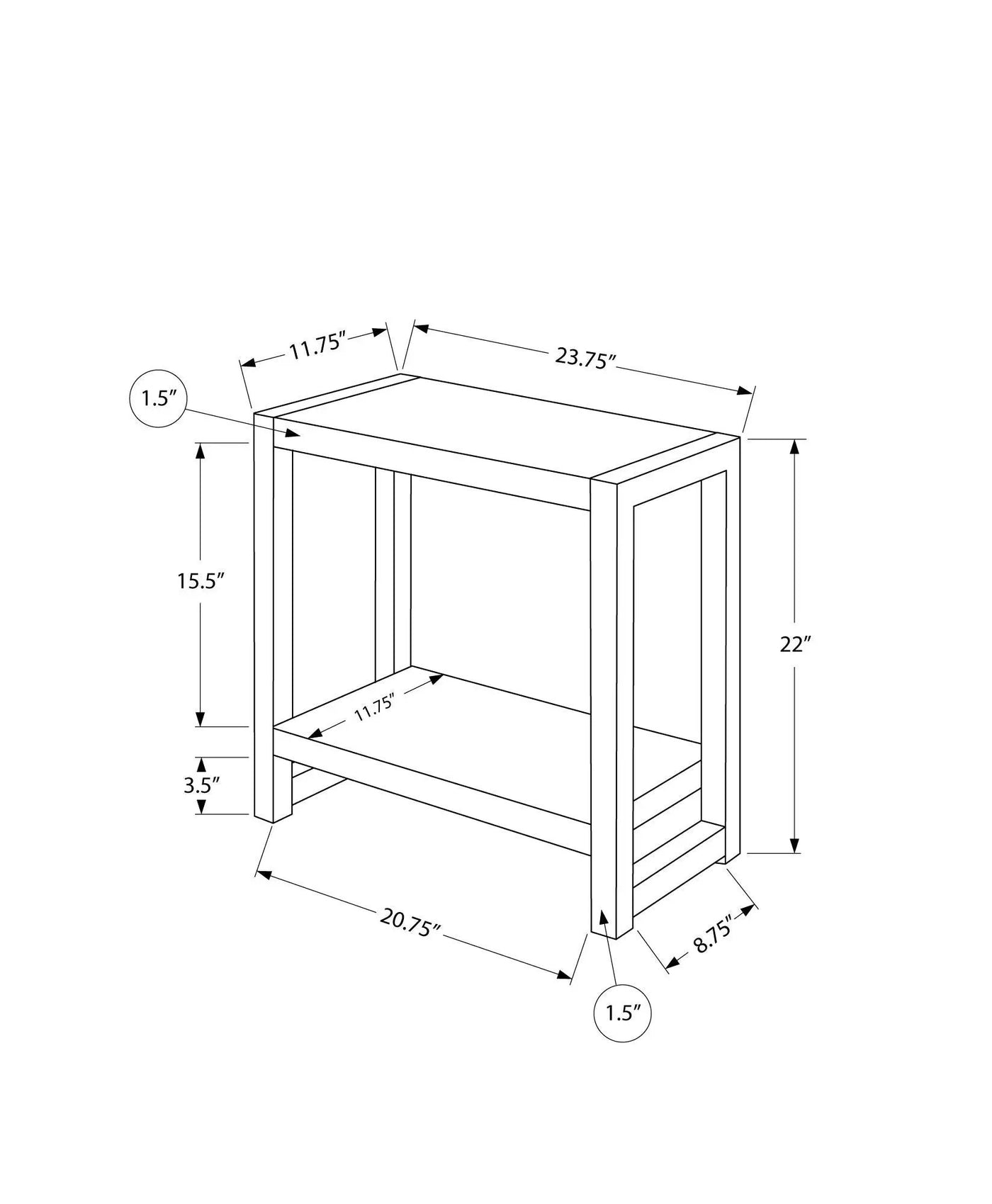 Accent Side Table, Narrow, Small, 2 Tier, Contemporary And Modern by Unique Piece Furniture