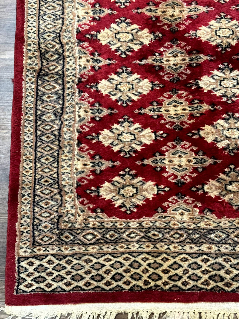 Pakistani Runner Rug 2.8 x 7.6, Red Turkoman Bokhara Runner by Jewel Rugs