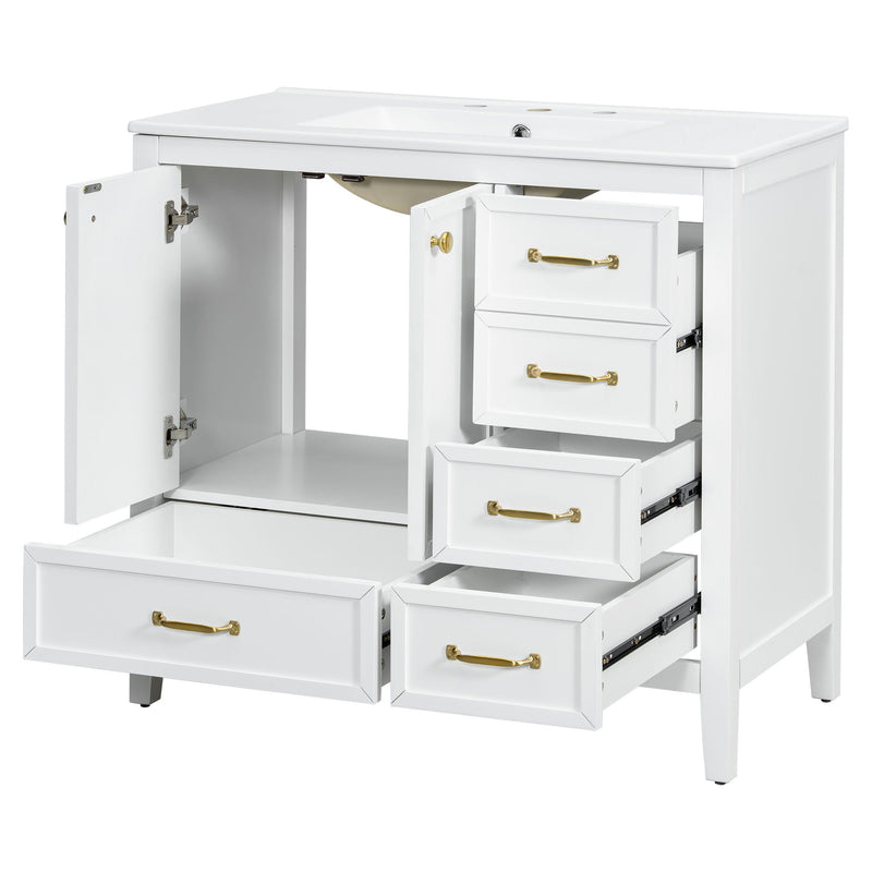 Elegant Vintage Bathroom Vanity With Sink and Soft Closing Drawers by HouseOfZazla