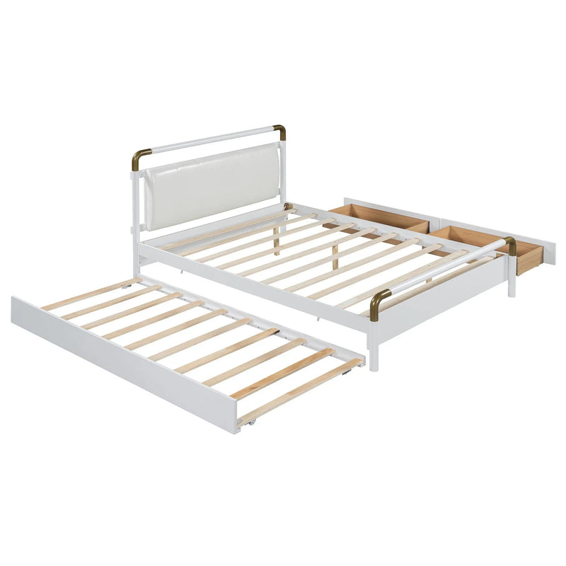 Storage Platform Bed, With 2 Big Drawers, Trundle by Unique Piece Furniture