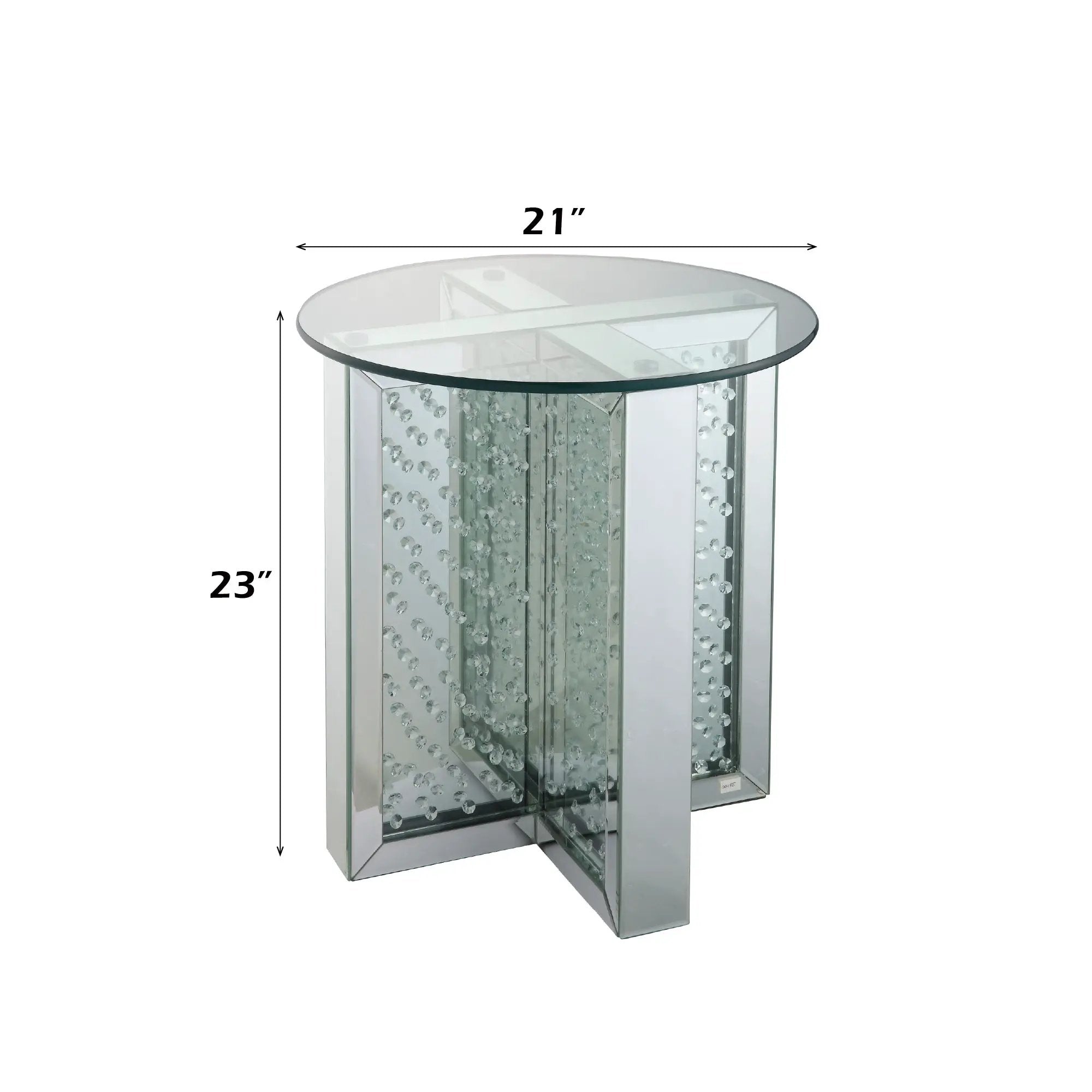 Nysa Mirrored & Faux Crystals End Table (Assembled) by HouseOfZazla