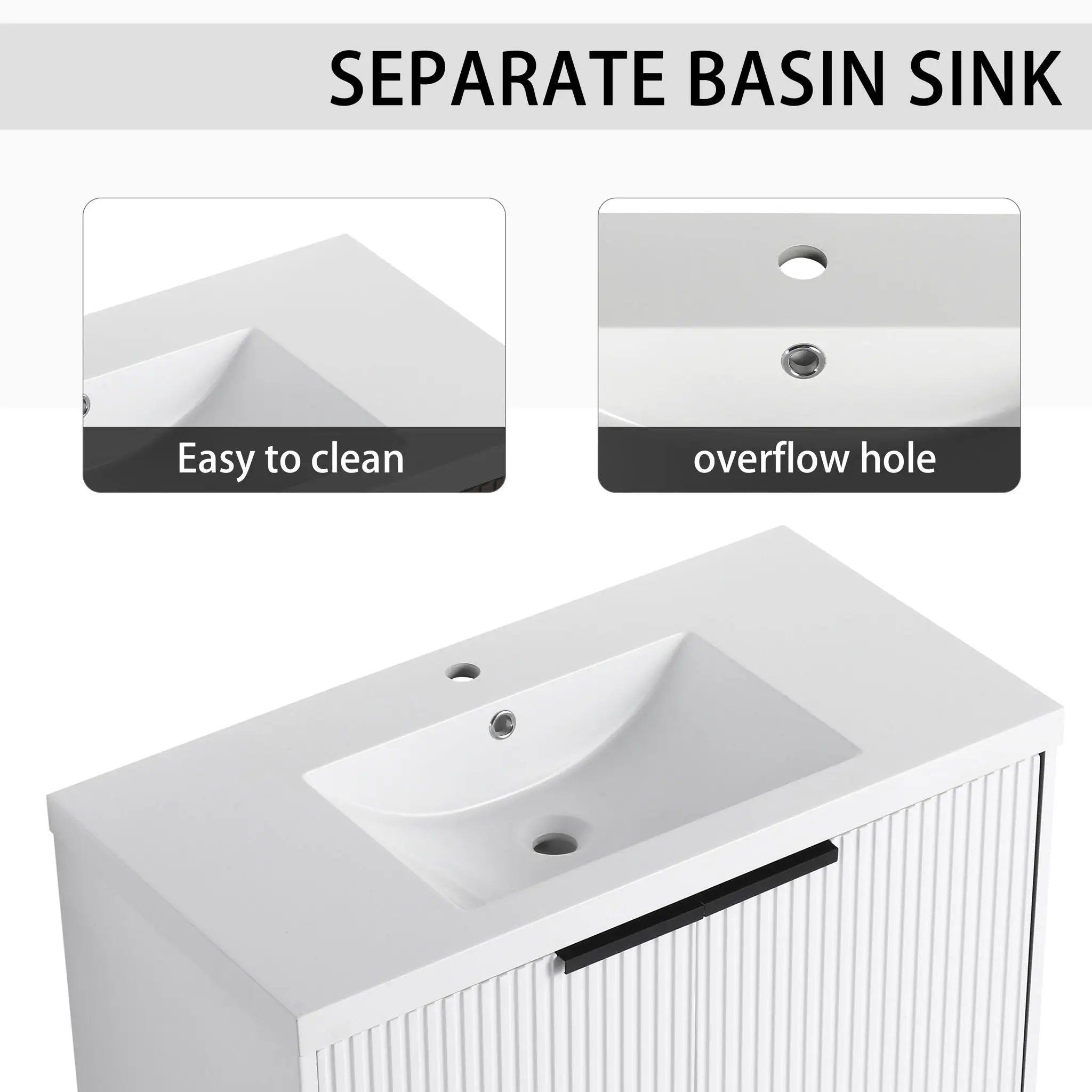 Contemporary Wall Mounted Bathroom Vanity With Resin Double Sink by HouseOfZazla