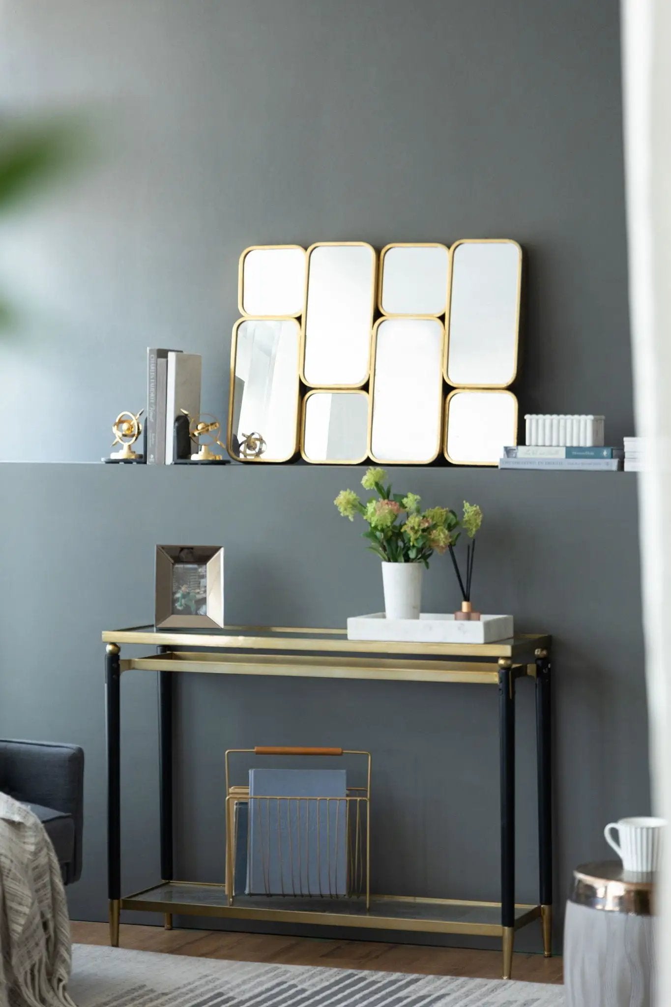 Mirror With en Metal Framed Decorative Rectangle Mirror For Bedroom Dressing Room, Hallway Or Living Spac - Gold by Unique Piece Furniture