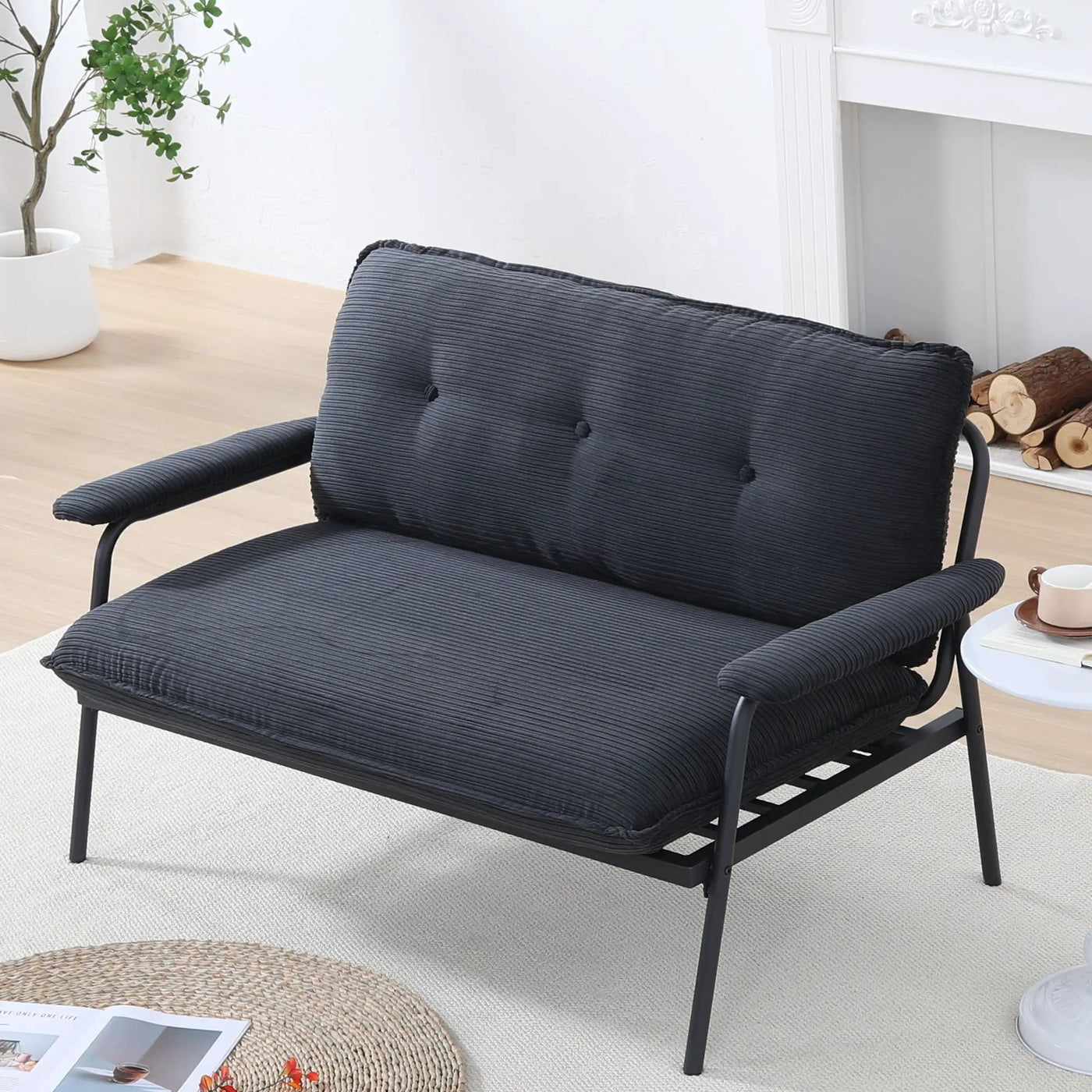 Modern Metal Frame Sofa With Sponge Filling For Compact Spaces And Versatile Use by HouseOfZazla