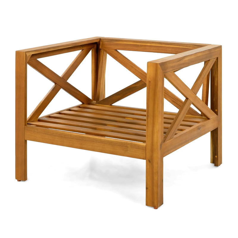 Patio Conversation Set with Foldable Acacia Wood Table and Cushioned Armchairs by HouseOfZazla