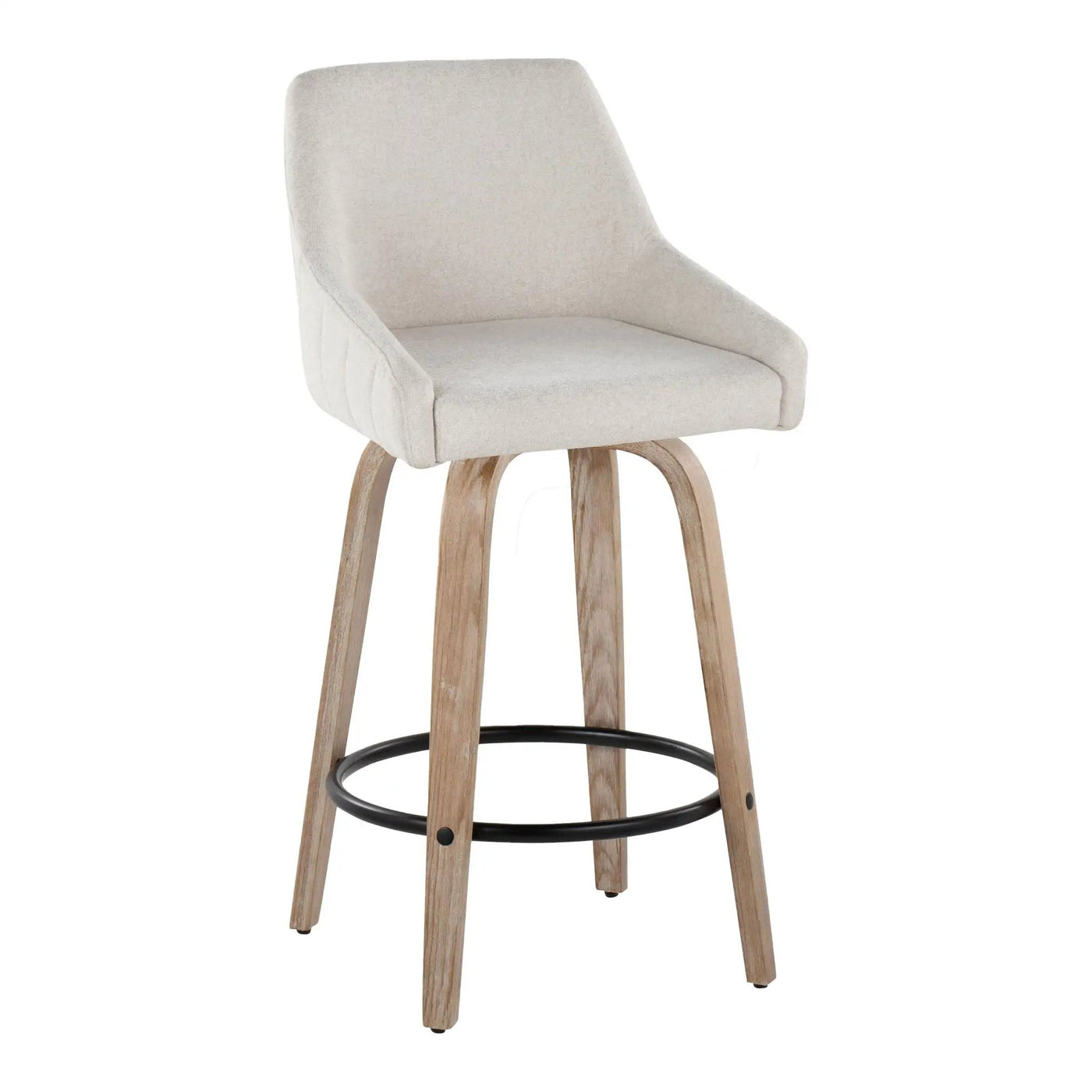 Hannah - Transitional Fixed Height Counter Stool With Swivel With Round Footrest (Set of 2) by HouseOfZazla
