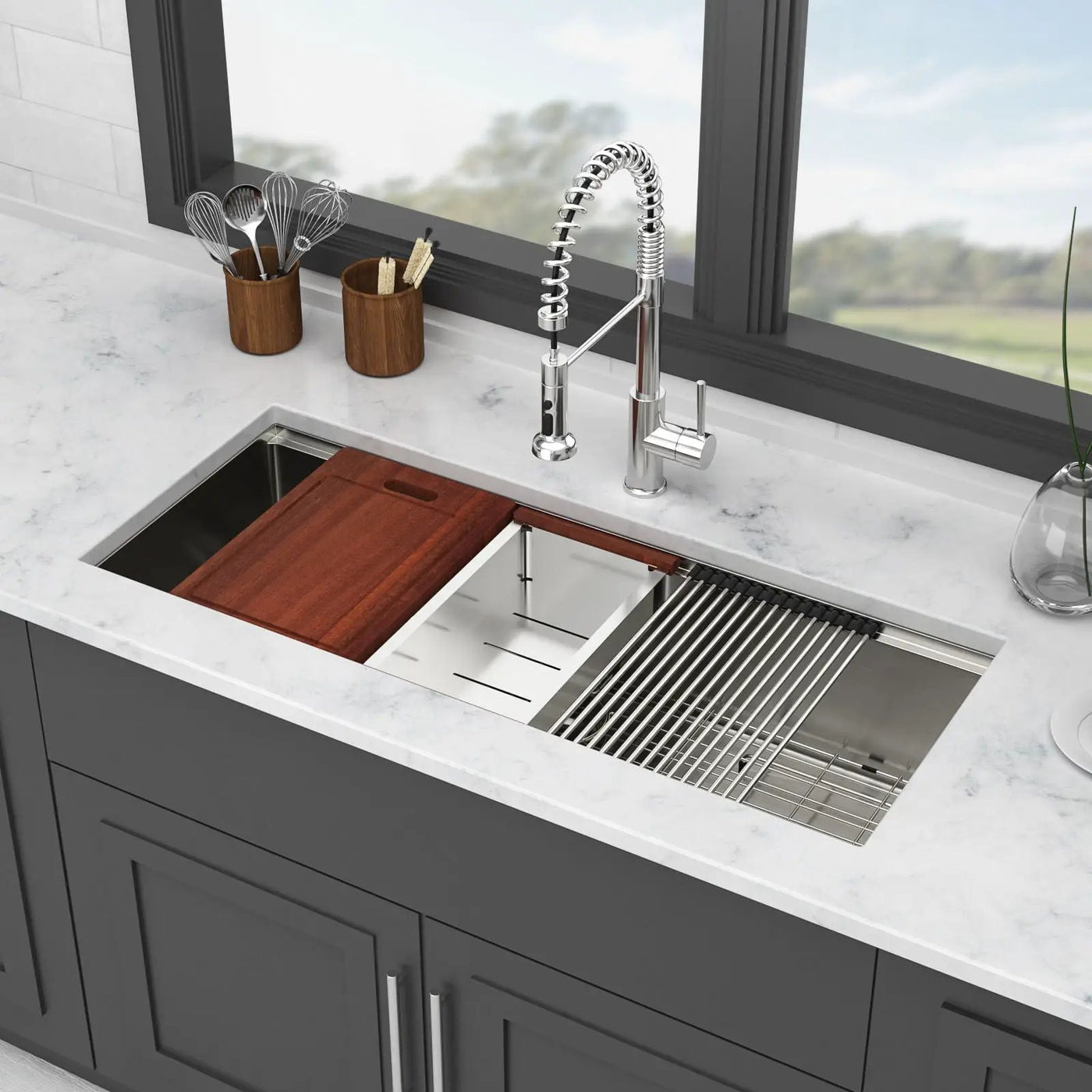 Undermount Workstation Kitchen Sink Stainless Steel Single Bowl by HouseOfZazla