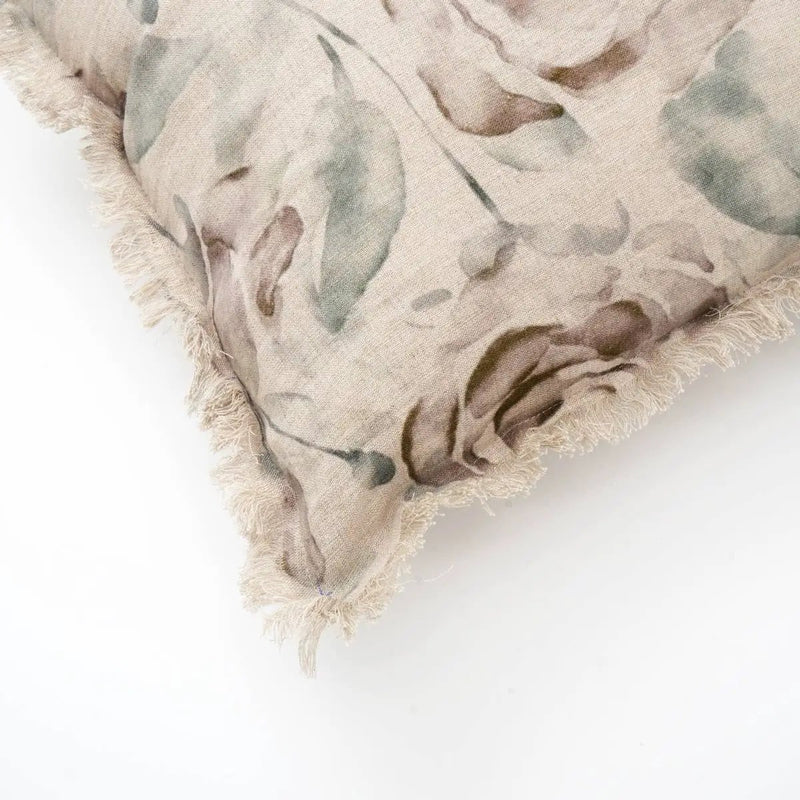 Linen Printed Lumber Throw Pillow 16x24 Brown & Green by HouseOfZazla