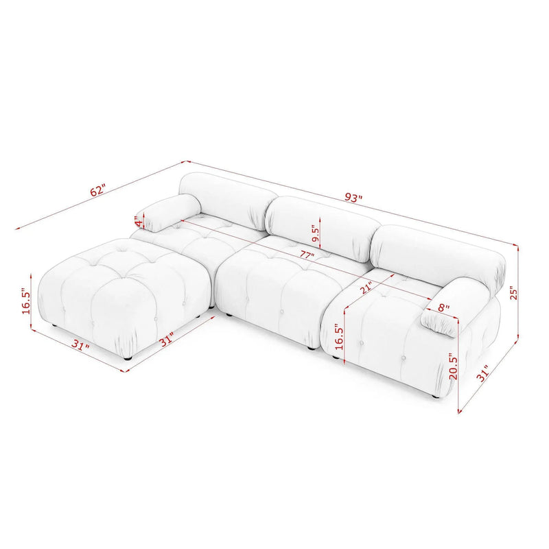 Modular Sectional Sofa, Button Tufted Design With Diy L-Shaped Layout, Reversible Ottoman by HouseOfZazla
