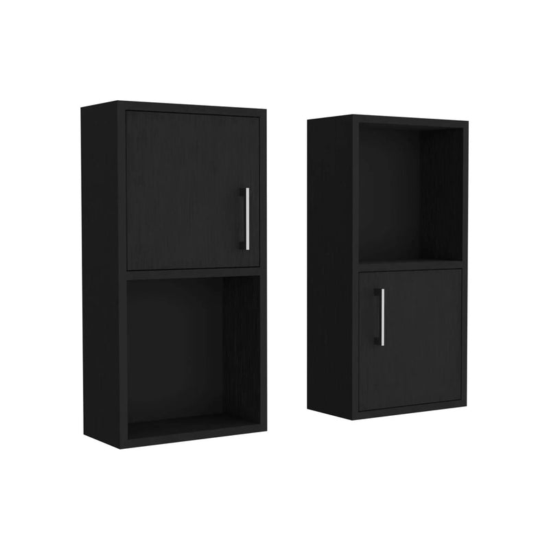 Wall Mounted Bathroom Medicine Cabinet Eak Two Doors, Two Shelves - Black by Unique Piece Furniture