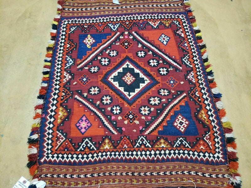 3' X 4' Antique Handmade Turkish Wool Kilim Rug Decorative Seat Cover by Jewel Rugs