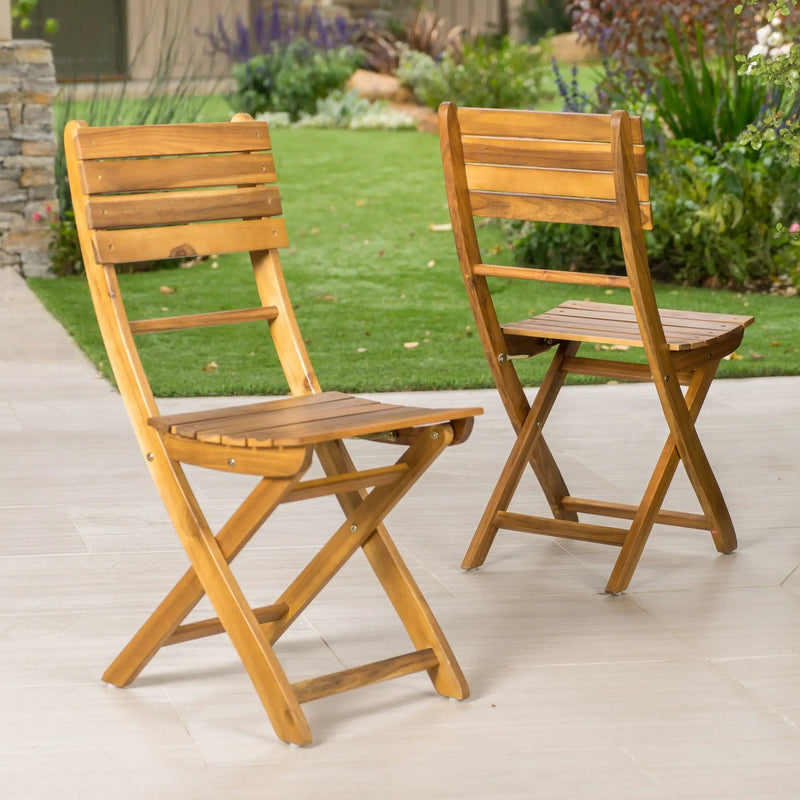 Outdoor Foldable Wood Dining Chair With Slat Design (Set of 2) by HouseOfZazla