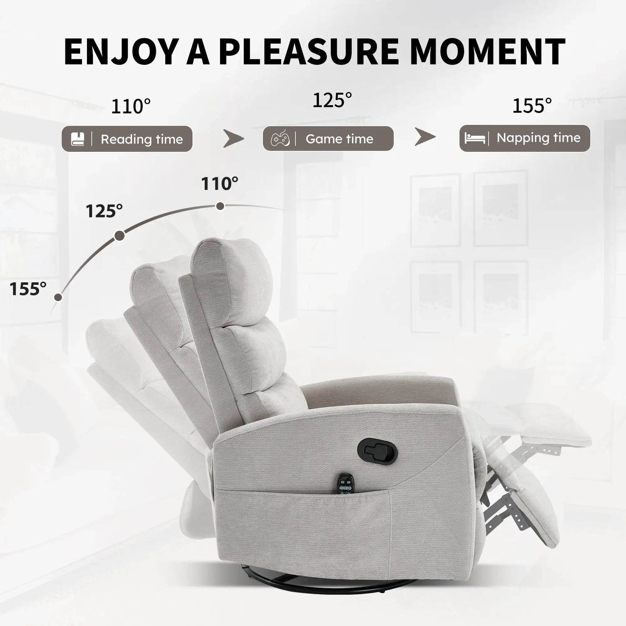 Heat Massage Manual Recliner Chair with Rocker and Swivel by HouseOfZazla