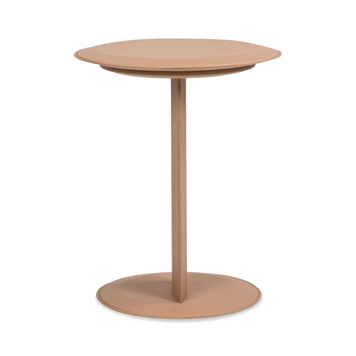 Mode - Leatherette Round C-Shaped Sofa Side Table - Saddle Brown by Unique Piece Furniture