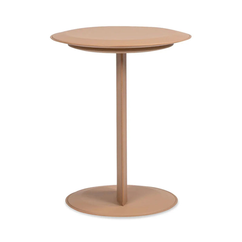 Mode - Leatherette Round C-Shaped Sofa Side Table - Saddle Brown by Unique Piece Furniture