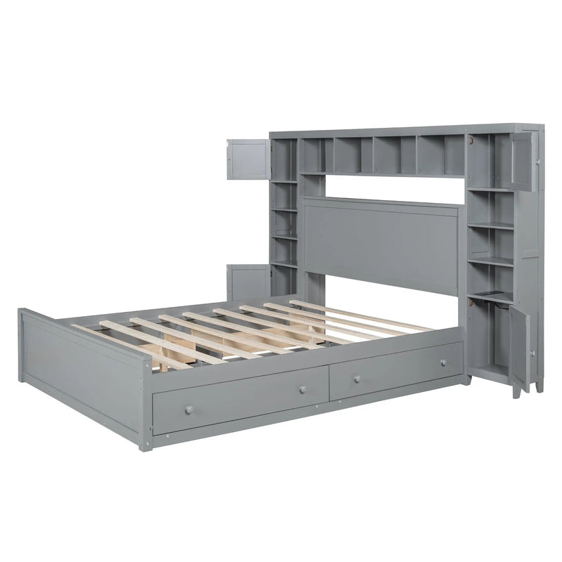 Bed With All In One Cabinet, Shelf And Sockets by Unique Piece Furniture
